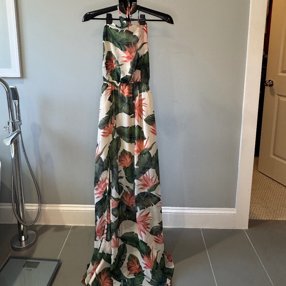 Show Me Your Mumu Tropical Halter Maxi Dress – Size M